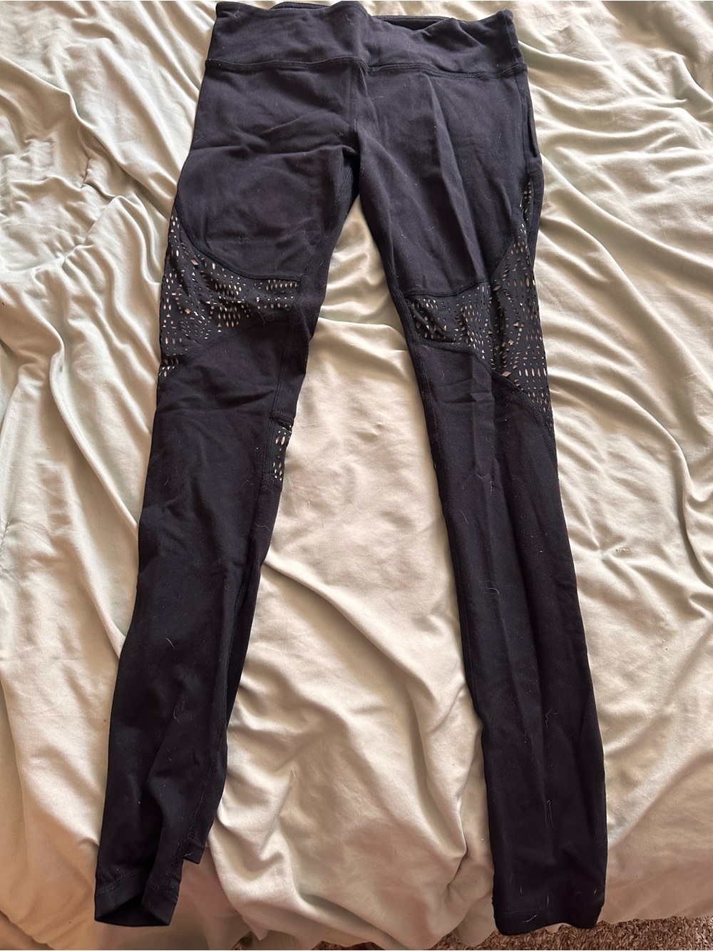 ALO Yoga Black Laser-Cut Leggings with Stirrups